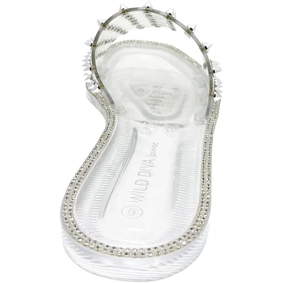 FOREVER 21 WILD DIVA LOUNGE Jacelyn Clear Studded Rhinestone PVC Sandals 10 NIB - Picture 3 of 10